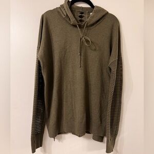 REVOLVE STITCHES AND STRIPES OLIVE GREEN CUTOUT EDGY HOODED SWEATER ✨